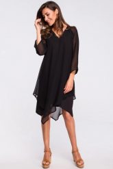 Sukienka wieczorowa oversize szyfonowa asymetryczna czarna. Czarne sukienki damskie Stylove, bez wzorów, z elastanu, boho, bez ramiączek. Za 269.00 zł.