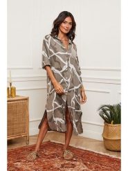 Joséfine Lniana sukienka w kolorze szarobrązowym rozmiar: L. Brązowe sukienki damskie Joséfine, bez wzorów, ze lnu, bez ramiączek. Za 195.99 zł.