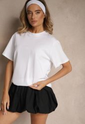 Biały Basicowy T-shirt z Bawełny Kollea. Białe t-shirty damskie Renee, bez wzorów, z bawełny, bez kołnierzyka. Za 44.99 zł.
