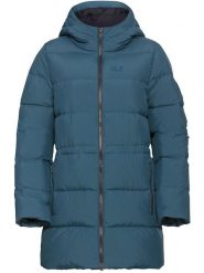 Jack Wolfskin Płaszcz puchowy "Frozen Palace" w kolorze niebieskim rozmiar: L. Niebieskie płaszcze damskie Jack Wolfskin, l, bez wzorów, z materiału, bez kaptura. Za 790.67 zł.