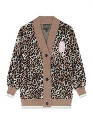 Guess Kardigan J6YR02 Z0831 Beżowy Regular Fit. Brązowe swetry dziewczęce Guess, z aplikacjami, bez kołnierzyka, bez ramiączek. Za 294.99 zł.