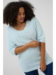 KAFFE curve Sweter w kolorze błękitnym rozmiar: M. Niebieskie swetry klasyczne damskie KAFFE curve, m, bez kołnierzyka. Za 149.95 zł.
