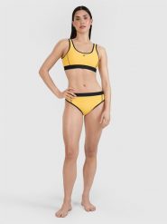4F Dół od bikini damski - żółty XL. Żółte bikini 4F, bez wzorów, z elastanu. W wyprzedaży za 49.99 zł.