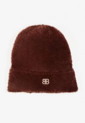 Brązowa Czapka Typu Beanie z Wełną i Wiskozą Ozdobiona Naszywką Borirra. Brązowe czapki damskie Born2be, z aplikacjami, z wełny. Za 44.99 zł.