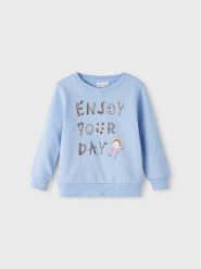 NAME IT Bluza 13207313 Błękitny Regular Fit. Niebieskie bluzy dziewczęce Name it, bez wzorów, z bawełny, bez ramiączek, bez kaptura. Za 129.99 zł.