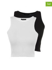 Trendyol Topy (2 szt.) w kolorze białym i czarnym rozmiar: M. Białe koszulki sportowe damskie Trendyol, m, bez wzorów, bez ramiączek. Za 43.57 zł.