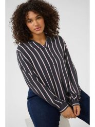 KAFFE curve Bluzka w kolorze czarno-jasnoróżowym rozmiar: 46. Czarne bluzki damskie KAFFE curve, bez wzorów, z wiskozy, bez kołnierzyka, bez ramiączek. Za 105.14 zł.