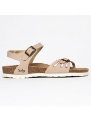 Sunbay Sandały "Althea" w kolorze jasnobrązowym rozmiar: 38. Brązowe sandały damskie Sunbay, bez wzorów, z materiału, z otwartym noskiem, bez obcasa, bez zapięcia. Za 179.22 zł.