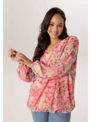 Aniston Bluzka w kolorze beżowo-różowym rozmiar: 44. Różowe bluzki damskie Aniston, bez wzorów, bez kołnierzyka, bez ramiączek. Za 173.99 zł.