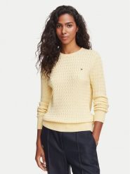 Tommy Hilfiger Sweter WW0WW44993 Żółty jasny Regular Fit. Żółte swetry klasyczne damskie Tommy Hilfiger, s, z bawełny, bez kołnierzyka. Za 529.99 zł.