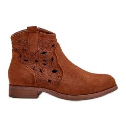Botki Damskie Ażurowe Na Zamek Camel S.Barski HY42-081 brązowe. Brązowe botki damskie na wiosnę, za kostkę, bez obcasa, na obcasie, bez zapięcia. Za 173.90 zł.