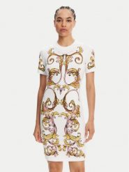Versace Jeans Couture Sukienka codzienna 78HAO9P9 Biały Slim Fit. Białe sukienki damskie Versace Jeans Couture, bez wzorów, z bawełny, bez ramiączek. Za 979.99 zł.
