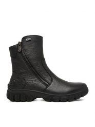 Rieker Botki CEO-Z7263-00 Czarny. Czarne botki damskie Rieker, ze skóry, bez obcasa, na płaskiej podeszwie, bez zapięcia. Za 449.99 zł.