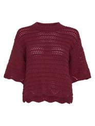 MOSS COPENHAGEN Sweter w kolorze bordowym rozmiar: S/M. Czerwone swetry klasyczne damskie Moss Copenhagen, m, z bawełny, bez kołnierzyka. Za 169.95 zł.