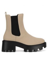 DeeZee Sztyblety WYL3949-1A Beżowy. Brązowe botki damskie DeeZee, z materiału, bez obcasa, na słupku, bez zapięcia. Za 169.99 zł.