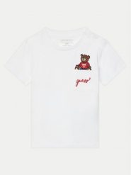 Guess T-Shirt I5RI03 I3Z14 Biały Regular Fit. Białe t-shirty i koszulki chłopięce Guess, z aplikacjami, z bawełny, bez kołnierzyka, bez ramiączek. Za 59.99 zł.