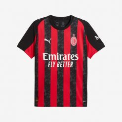 Koszulka piłkarska oficjalna Puma AC Milan 25/26 domowa. Bluzki damskie Puma, xl, bez wzorów, z materiału, bez kołnierzyka, bez ramiączek. Za 459.99 zł.