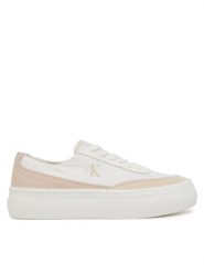 Calvin Klein Jeans Sneakersy Vulc Flatform Low Cv Mix Mg YW0YW01770 Biały. Białe obuwie sportowe damskie Calvin Klein Jeans, z jeansu, bez zapięcia. Za 199.99 zł.