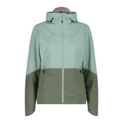 Kurtka softshell damska CMP Fix Hood. Zielone kurtki sportowe damskie CMP, l, bez wzorów, z softshellu, bez kaptura. Za 359.99 zł.