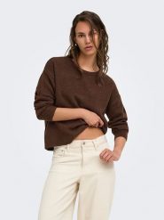 ONLY Sweter w kolorze brązowym rozmiar: S. Brązowe swetry klasyczne damskie Only, s, z wełny, bez kołnierzyka. Za 129.95 zł.