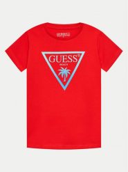 Guess T-Shirt L4GI33 J1311 Czerwony Regular Fit. Czerwone t-shirty i koszulki chłopięce Guess, z aplikacjami, z bawełny, bez kołnierzyka, bez ramiączek. Za 129.99 zł.