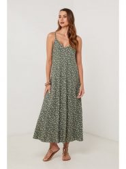 Lin Passion Lniana sukienka w kolorze khaki rozmiar: 40/42. Brązowe sukienki damskie Lin Passion, bez wzorów, ze lnu, bez ramiączek. Za 170.03 zł.