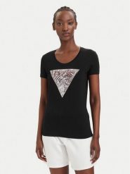 Guess T-Shirt W6GI19 K3042 Czarny Regular Fit. Czarne t-shirty damskie Guess, xl, z aplikacjami, z bawełny, bez kołnierzyka. Za 194.99 zł.