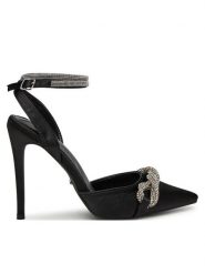 DeeZee Szpilki HT085-9 Czarny. Czarne sandały damskie DeeZee, bez wzorów, z materiału, bez obcasa, na szpilce, bez zapięcia. Za 159.99 zł.