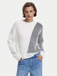 Desigual Sweter Nome 25WWJF26 Biały Regular Fit. Białe swetry klasyczne damskie Desigual, l, z bawełny, bez kołnierzyka. Za 269.99 zł.