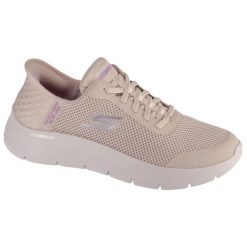 Buty sportowe Sneakersy damskie, Slip-Ins: GO WALK Flex - Grand Entry. Białe obuwie sportowe casual damskie Skechers, z materiału, bez zapięcia. Za 349.99 zł.