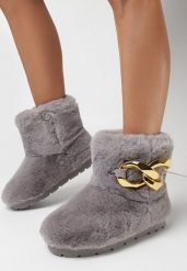Szare Śniegowce Clymope. Szare śniegowce damskie Born2be, z futra, za kostkę. Za 139.99 zł.