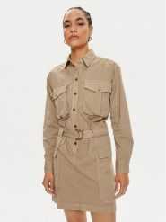 Pinko Sukienka koszulowa 102997 A1NF Beżowy Regular Fit. Brązowe sukienki damskie Pinko, bez wzorów, z bawełny, bez ramiączek. Za 519.99 zł.