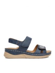 Go Soft Sandały CEO-WFA3741-1 Niebieski. Niebieskie sandały damskie GO SOFT, bez wzorów, ze skóry, bez obcasa, na płaskiej podeszwie, bez zapięcia. Za 99.99 zł.