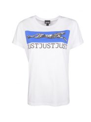 Just Cavalli T-shirt | S02GC0342 N20663 | Kobieta | Biały. Białe t-shirty damskie Roberto Cavalli, s, bez wzorów, z bawełny, bez kołnierzyka. W wyprzedaży za 199.00 zł.