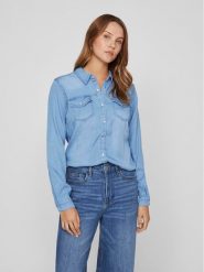Vila Koszula jeansowa Bista 14033008 Niebieski Regular Fit. Niebieskie koszule damskie Vila, l, bez wzorów, z bawełny, bez kołnierzyka, bez ramiączek. Za 159.99 zł.