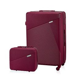 Walizka L i duży kuferek BETLEWSKI Bordowy ZEST BWA-053 BORDO L. Czerwone walizki Betlewski, bez wzorów, z materiału. Za 379.99 zł.