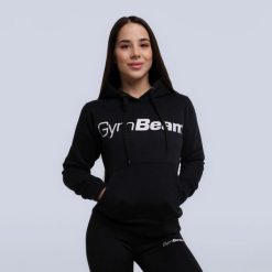 Bluza damska fitness z kapturem czarna Athlete. Czarne bluzy damskie GYMBEAM, xs, bez wzorów, z bawełny, z kapturem. Za 83.90 zł.