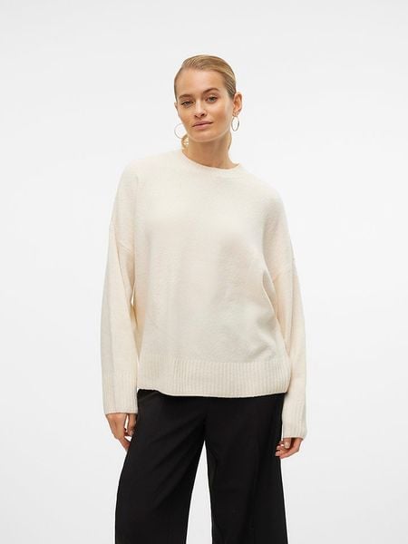 Vero Moda Sweter w kolorze kremowym rozmiar: XS. Brązowe swetry klasyczne damskie Vero Moda, xs, z wełny, bez kołnierzyka. Za 48.05 zł.