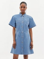 Custommade Sukienka jeansowa Jamilah Dots 999449457 Niebieski Regular Fit. Niebieskie sukienki damskie Custommade, bez wzorów, z bawełny, bez ramiączek. Za 639.99 zł.