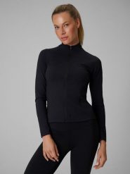 4F Bluza treningowa slim bez kaptura damska - czarna M. Czarne kardigany damskie 4F, m, bez wzorów. Za 179.99 zł.
