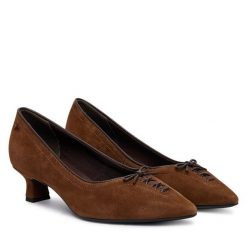 Czółenka Tamaris. Brązowe czółenka damskie Tamaris, bez wzorów, bez obcasa. Za 389.99 zł.