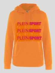 Plein Sport Bluza w kolorze pomarańczowym rozmiar: S. Pomarańczowe bluzy damskie Plein Sport, s, bez wzorów, z bawełny, z kapturem. Za 214.70 zł.