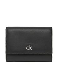 Calvin Klein Portfel Ck Re-Lock Medium Trifold LV04F1035G Czarny. Czarne portfele damskie Calvin Klein, bez wzorów, ze skóry. Za 169.99 zł.