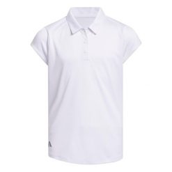 Koszulka Girls' Performance Polo. Białe koszulki damskie Adidas, bez wzorów, z materiału, bez kołnierzyka, bez ramiączek. Za 129.00 zł.