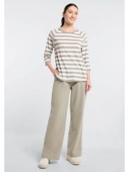 ELBSAND Koszulka "Celin" w kolorze beżowo-białym rozmiar: S. Białe koszulki damskie ELBSAND, s, bez wzorów, z bawełny, bez kołnierzyka, bez ramiączek. Za 104.99 zł.