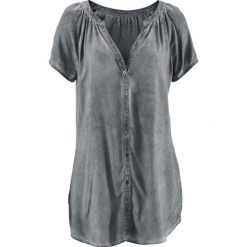 Bluzka bawełniana "cold-dyed", krótki rękaw bonprix dymny szary. Bluzki damskie marki Mohito. Za 74.99 zł.