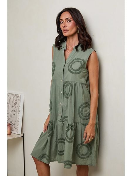 Le Monde du Lin Lniana sukienka w kolorze khaki rozmiar: 34/36. Brązowe sukienki damskie Le Monde du Lin, bez wzorów, ze lnu, klasyczne, bez ramiączek. Za 105.63 zł.