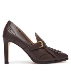 Półbuty LAUREN RALPH LAUREN. Brązowe czółenka damskie Lauren Ralph Lauren, bez wzorów, bez obcasa, na obcasie. Za 1,199.00 zł.