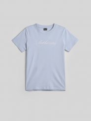 4F T-shirt regular z nadrukiem damski - niebieski XL. Niebieskie t-shirty damskie 4F, xl, bez wzorów, z bawełny, bez kołnierzyka. Za 59.99 zł.