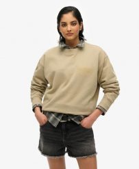 Superdry Damska Bluza Sport Luxe Loose Crew – Bawełna i Poliester Recyklingowany. Brązowe bluzy damskie Superdry, bez wzorów, z bawełny, bez kaptura. Za 322.70 zł.